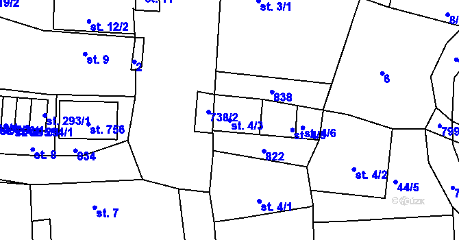 Parcela st. 4/3 v KÚ Maršov u Krupky, Katastrální mapa
