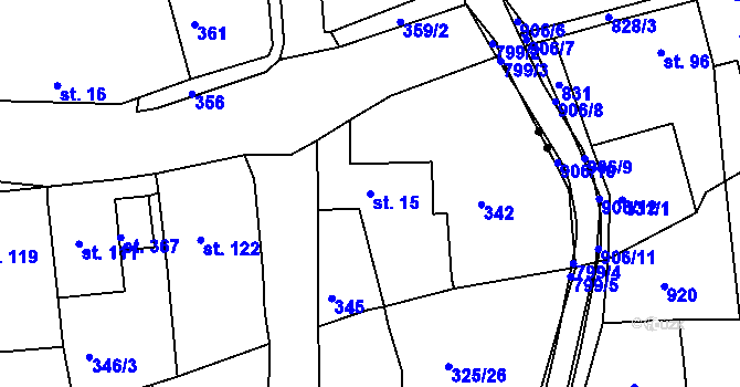 Parcela st. 15 v KÚ Maršov u Krupky, Katastrální mapa