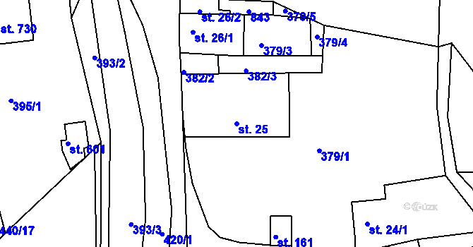 Parcela st. 25 v KÚ Maršov u Krupky, Katastrální mapa