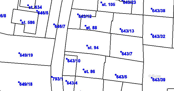 Parcela st. 94 v KÚ Maršov u Krupky, Katastrální mapa