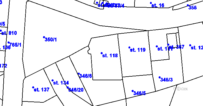 Parcela st. 118 v KÚ Maršov u Krupky, Katastrální mapa