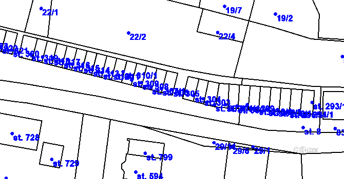 Parcela st. 305 v KÚ Maršov u Krupky, Katastrální mapa