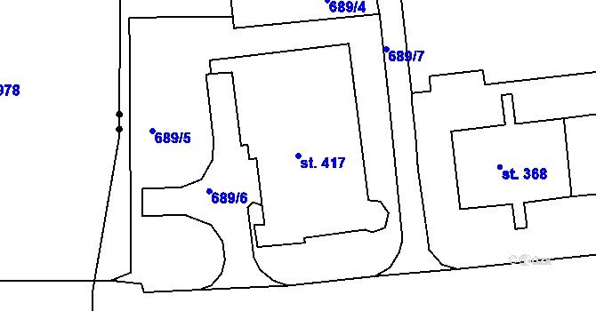Parcela st. 417 v KÚ Maršov u Krupky, Katastrální mapa
