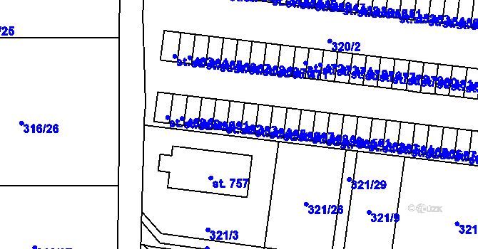 Parcela st. 493 v KÚ Maršov u Krupky, Katastrální mapa