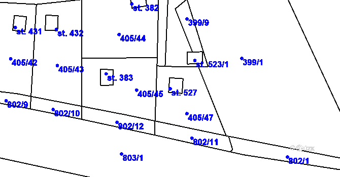 Parcela st. 527 v KÚ Maršov u Krupky, Katastrální mapa