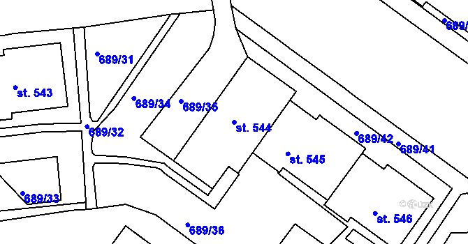 Parcela st. 544 v KÚ Maršov u Krupky, Katastrální mapa
