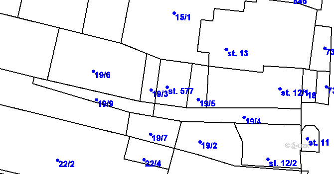 Parcela st. 577 v KÚ Maršov u Krupky, Katastrální mapa