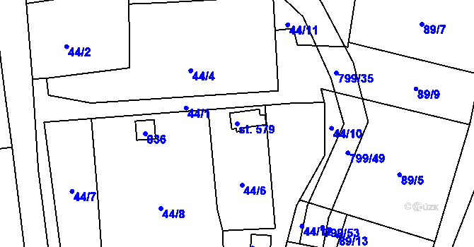 Parcela st. 579 v KÚ Maršov u Krupky, Katastrální mapa