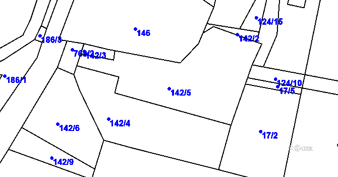 Parcela st. 142/5 v KÚ Maršov u Krupky, Katastrální mapa