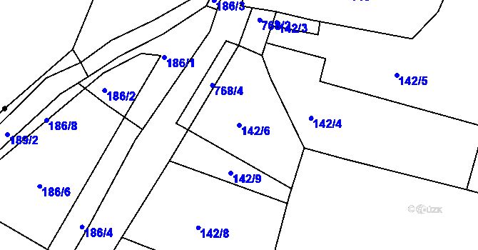 Parcela st. 142/6 v KÚ Maršov u Krupky, Katastrální mapa