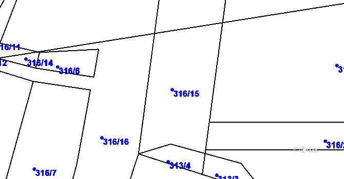 Parcela st. 316/15 v KÚ Maršov u Krupky, Katastrální mapa