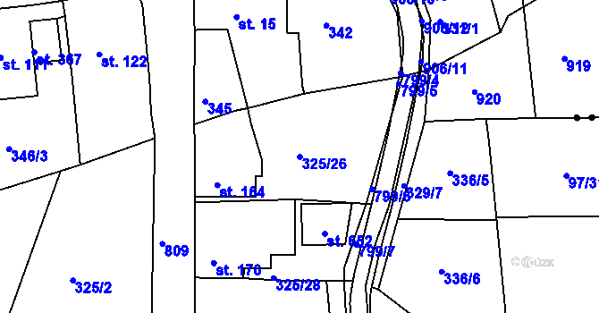 Parcela st. 325/26 v KÚ Maršov u Krupky, Katastrální mapa