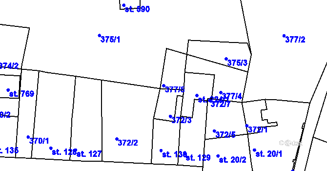 Parcela st. 377/5 v KÚ Maršov u Krupky, Katastrální mapa
