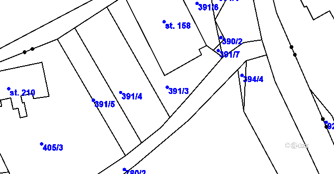 Parcela st. 391/3 v KÚ Maršov u Krupky, Katastrální mapa