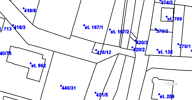 Parcela st. 418/12 v KÚ Maršov u Krupky, Katastrální mapa