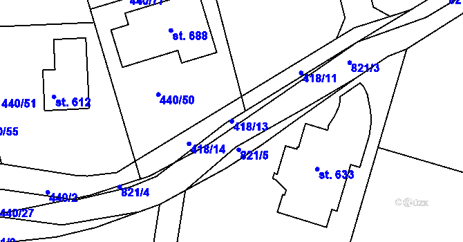 Parcela st. 418/13 v KÚ Maršov u Krupky, Katastrální mapa