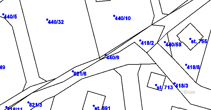 Parcela st. 440/9 v KÚ Maršov u Krupky, Katastrální mapa