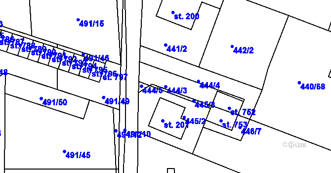 Parcela st. 444/3 v KÚ Maršov u Krupky, Katastrální mapa