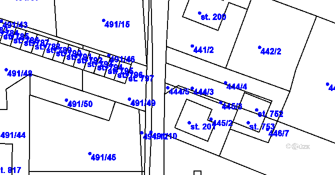Parcela st. 444/5 v KÚ Maršov u Krupky, Katastrální mapa