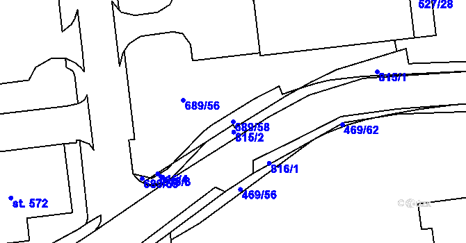 Parcela st. 689/58 v KÚ Maršov u Krupky, Katastrální mapa