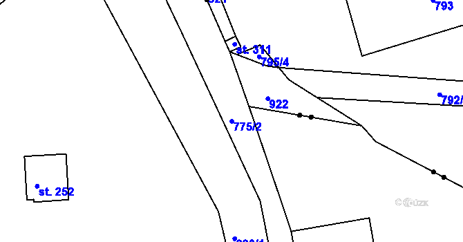 Parcela st. 775/2 v KÚ Maršov u Krupky, Katastrální mapa