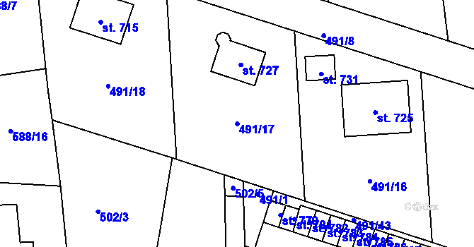 Parcela st. 491/17 v KÚ Maršov u Krupky, Katastrální mapa