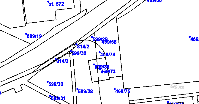 Parcela st. 469/74 v KÚ Maršov u Krupky, Katastrální mapa