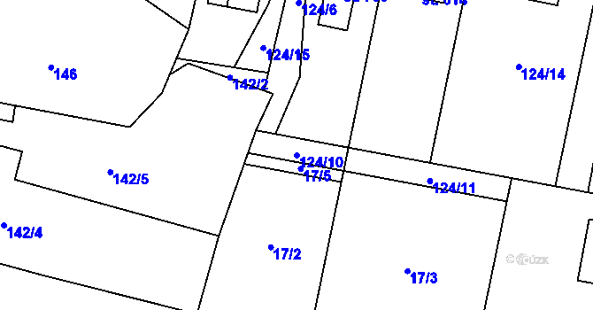Parcela st. 124/10 v KÚ Maršov u Krupky, Katastrální mapa