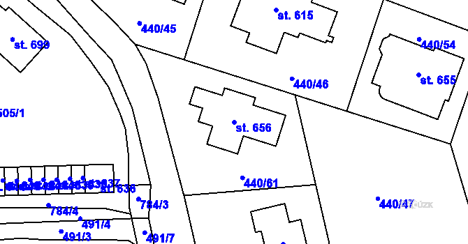Parcela st. 656 v KÚ Maršov u Krupky, Katastrální mapa