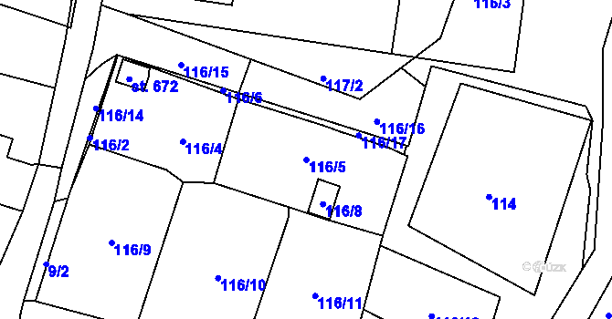 Parcela st. 116/5 v KÚ Maršov u Krupky, Katastrální mapa
