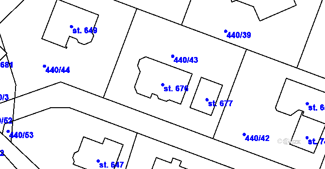 Parcela st. 676 v KÚ Maršov u Krupky, Katastrální mapa