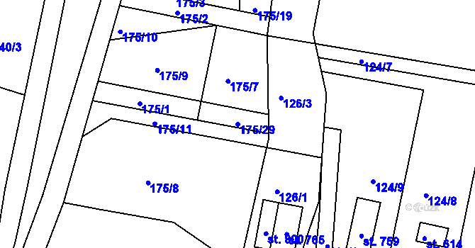 Parcela st. 175/29 v KÚ Maršov u Krupky, Katastrální mapa