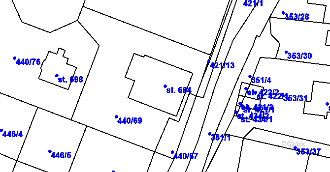 Parcela st. 684 v KÚ Maršov u Krupky, Katastrální mapa
