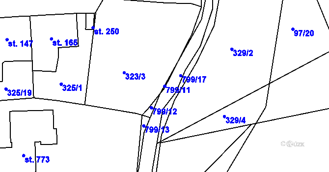 Parcela st. 799/11 v KÚ Maršov u Krupky, Katastrální mapa