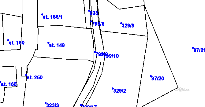 Parcela st. 799/10 v KÚ Maršov u Krupky, Katastrální mapa