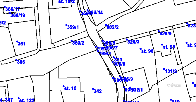 Parcela st. 799/3 v KÚ Maršov u Krupky, Katastrální mapa