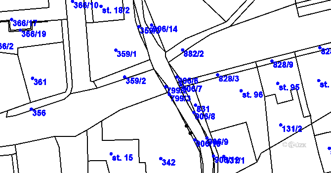 Parcela st. 799/2 v KÚ Maršov u Krupky, Katastrální mapa