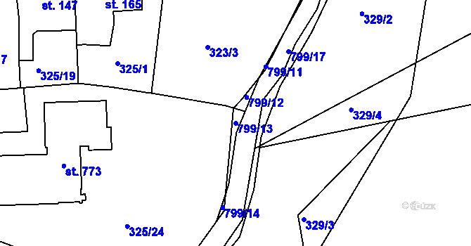Parcela st. 799/13 v KÚ Maršov u Krupky, Katastrální mapa