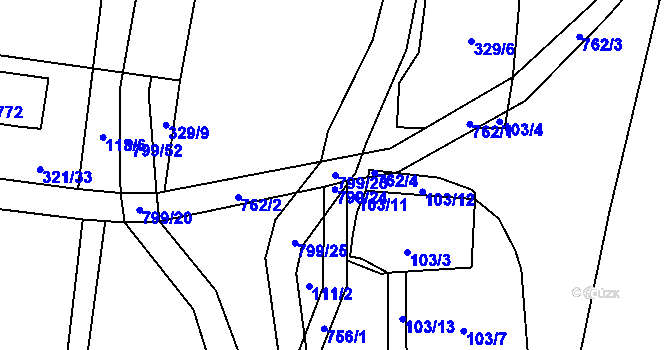 Parcela st. 799/23 v KÚ Maršov u Krupky, Katastrální mapa