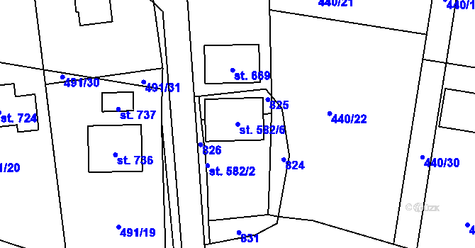 Parcela st. 582/6 v KÚ Maršov u Krupky, Katastrální mapa