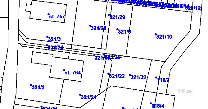 Parcela st. 321/20 v KÚ Maršov u Krupky, Katastrální mapa