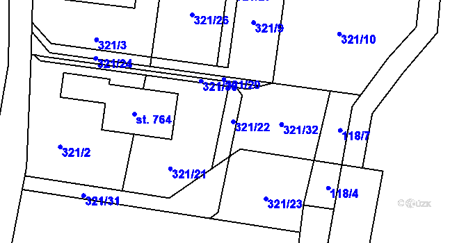 Parcela st. 321/22 v KÚ Maršov u Krupky, Katastrální mapa