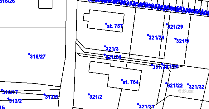Parcela st. 321/24 v KÚ Maršov u Krupky, Katastrální mapa