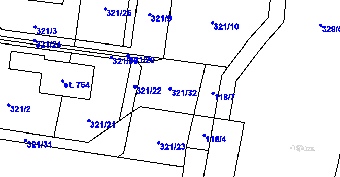 Parcela st. 321/32 v KÚ Maršov u Krupky, Katastrální mapa