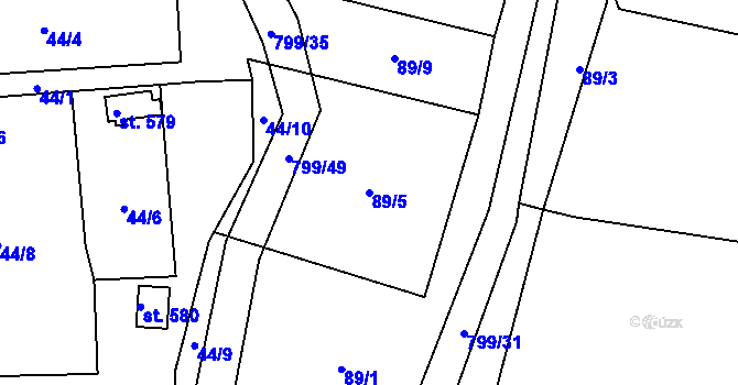 Parcela st. 89/5 v KÚ Maršov u Krupky, Katastrální mapa