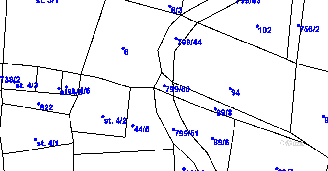 Parcela st. 799/50 v KÚ Maršov u Krupky, Katastrální mapa