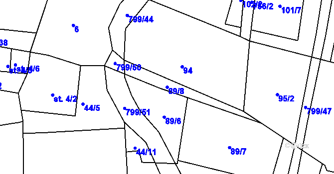 Parcela st. 89/8 v KÚ Maršov u Krupky, Katastrální mapa