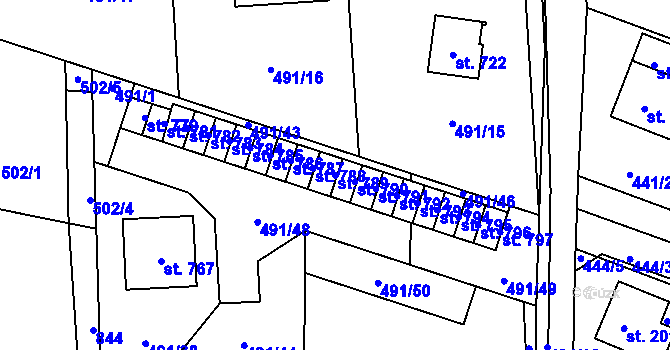 Parcela st. 789 v KÚ Maršov u Krupky, Katastrální mapa
