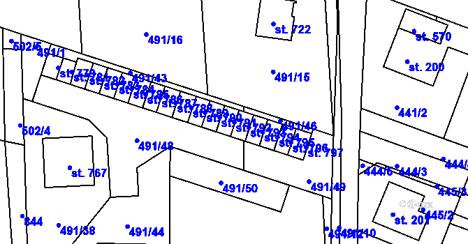 Parcela st. 792 v KÚ Maršov u Krupky, Katastrální mapa