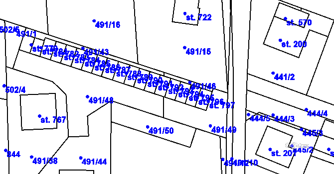 Parcela st. 793 v KÚ Maršov u Krupky, Katastrální mapa